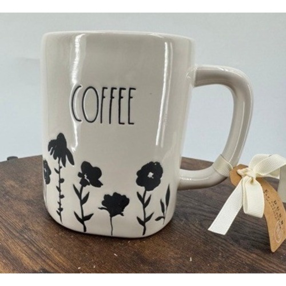 NEW Rae Dunn Cream Coffee Mug Wildflower Artisan Collection Fram Cottage Rustic